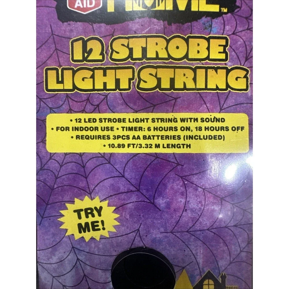12 LED Strobe Light String Lightning Effect and Sound Halloween